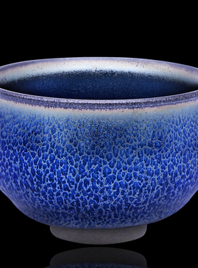 滋心堂 翁书杰蓝麒麟建盏将军杯手工龙鳞纹天目盏原矿茶盏主人杯