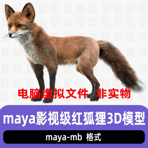 maya影视级红狐毛发 写实狐狸带绑定3d模型 红狐狸CG狐狸模型素材