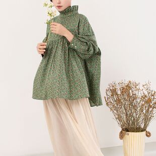 时光之颜2026春英国liberty棉印花轻薄花边领衬衫 吟唱在星河之上