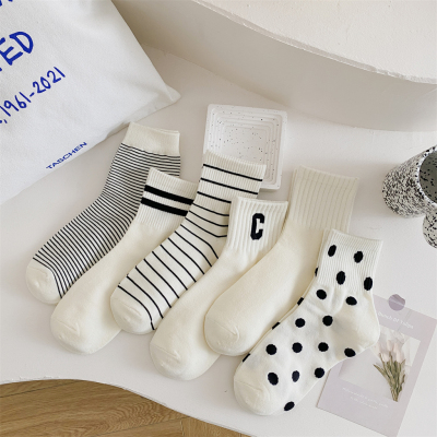 吸湿排汗女纯棉卡通女中长袜