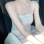 清纯白色吊带裙碎花连衣裙女夏季质感高级感法式茶歇长裙抹胸裙子