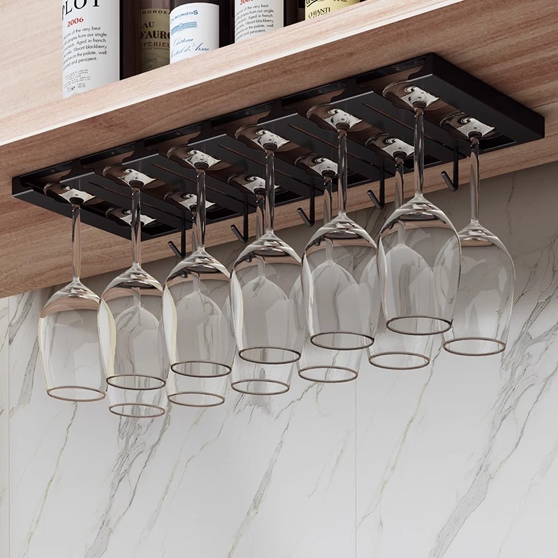 免打孔不锈钢红酒杯架倒挂家用高脚杯挂架葡萄酒轻奢酒架摆件架子