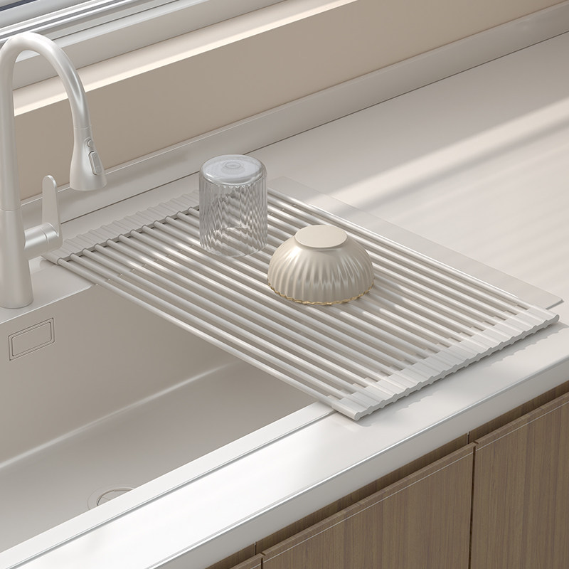 厨房沥水架水槽可折叠沥水篮卷帘不锈钢洗碗水池碗碟盘收纳置物架