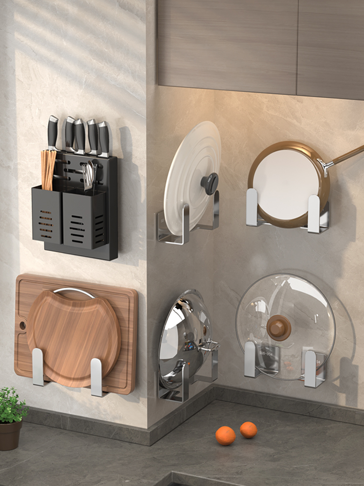 锅盖菜板挂钩大号壁挂式厨房专用置物架锅盖架挂架无痕砧板支架