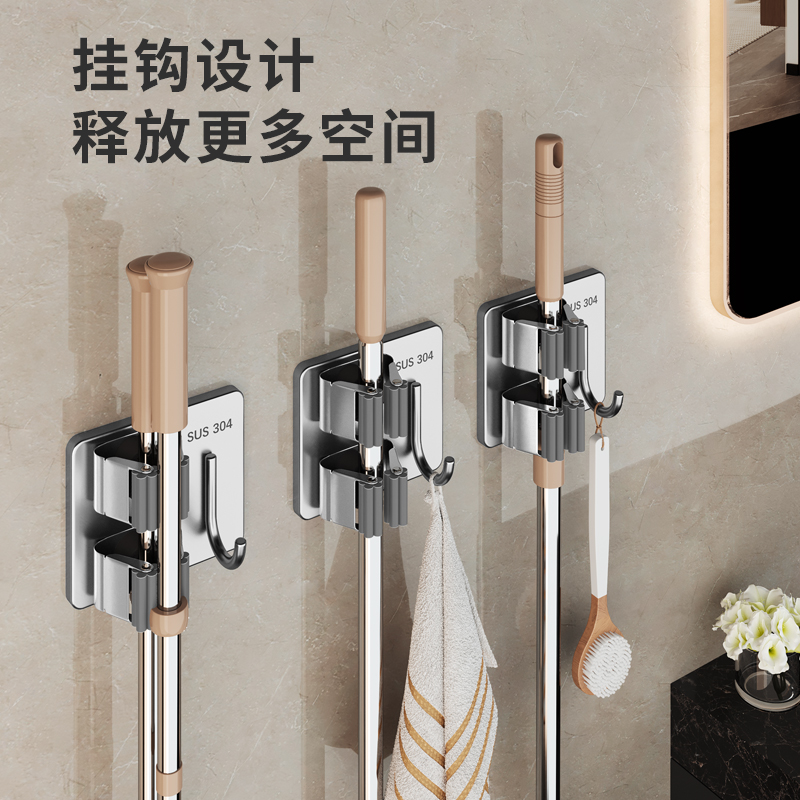 不锈钢拖把架粗细都可挂承重百斤