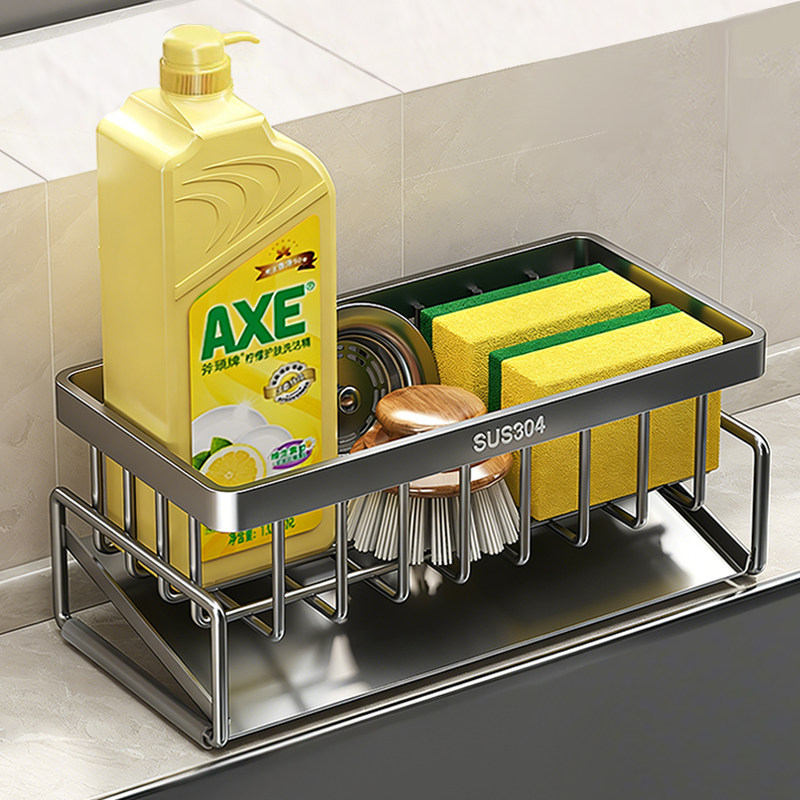 厨房水槽不锈钢抹布架窄边沥水架水龙头洗菜池海绵洗洁精置物架子