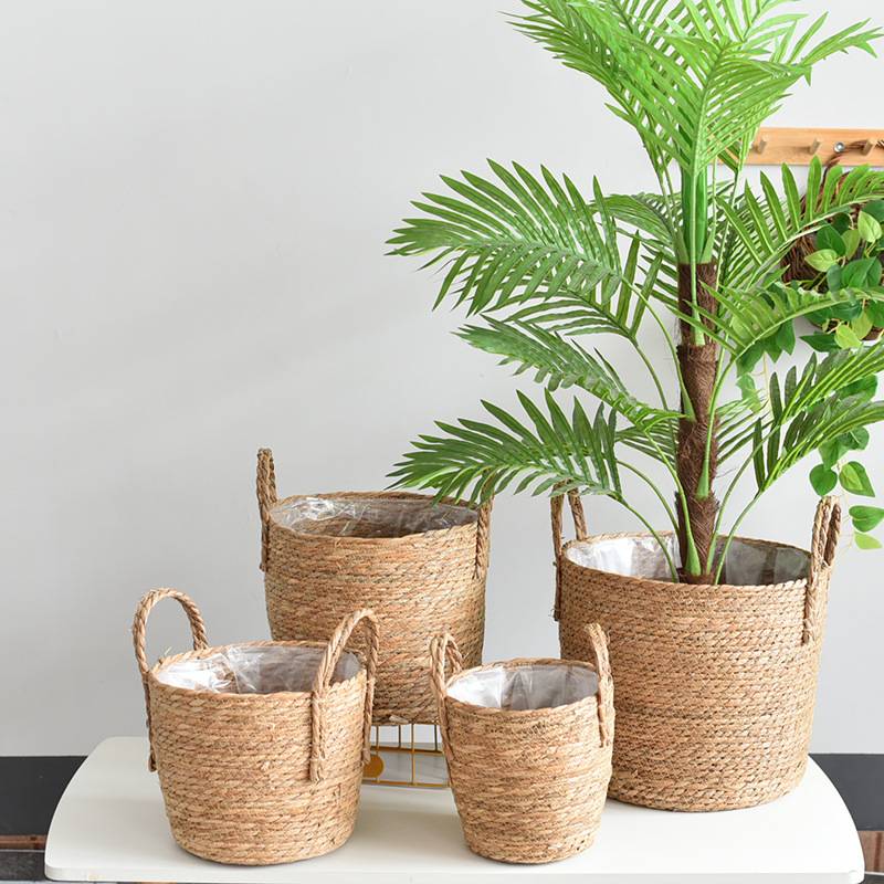 中国风植物工艺品藤编落地花盆