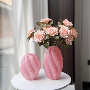 法式高级感麦芽糖玻璃花瓶轻奢加厚水养鲜花玫瑰百合插花瓶摆件品