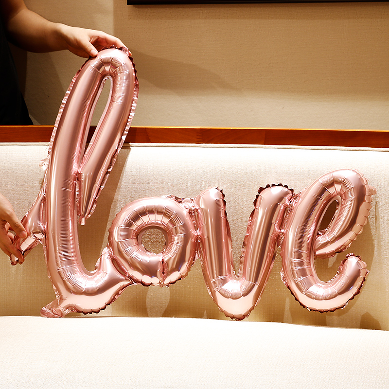 结婚庆用品生日派对气球婚房背景墙装饰布置连体LOVE字母铝膜气球