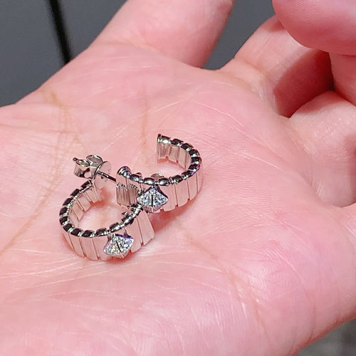 重工打造设计师款编织冰块耳环通体925纯银c型耳钉刘亦菲同款
