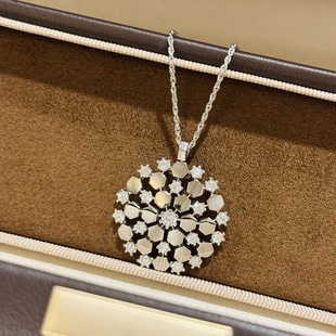 轻奢六边形间隔钻蜂巢项链通体925纯银满钻圆形夸张珠宝级高级感