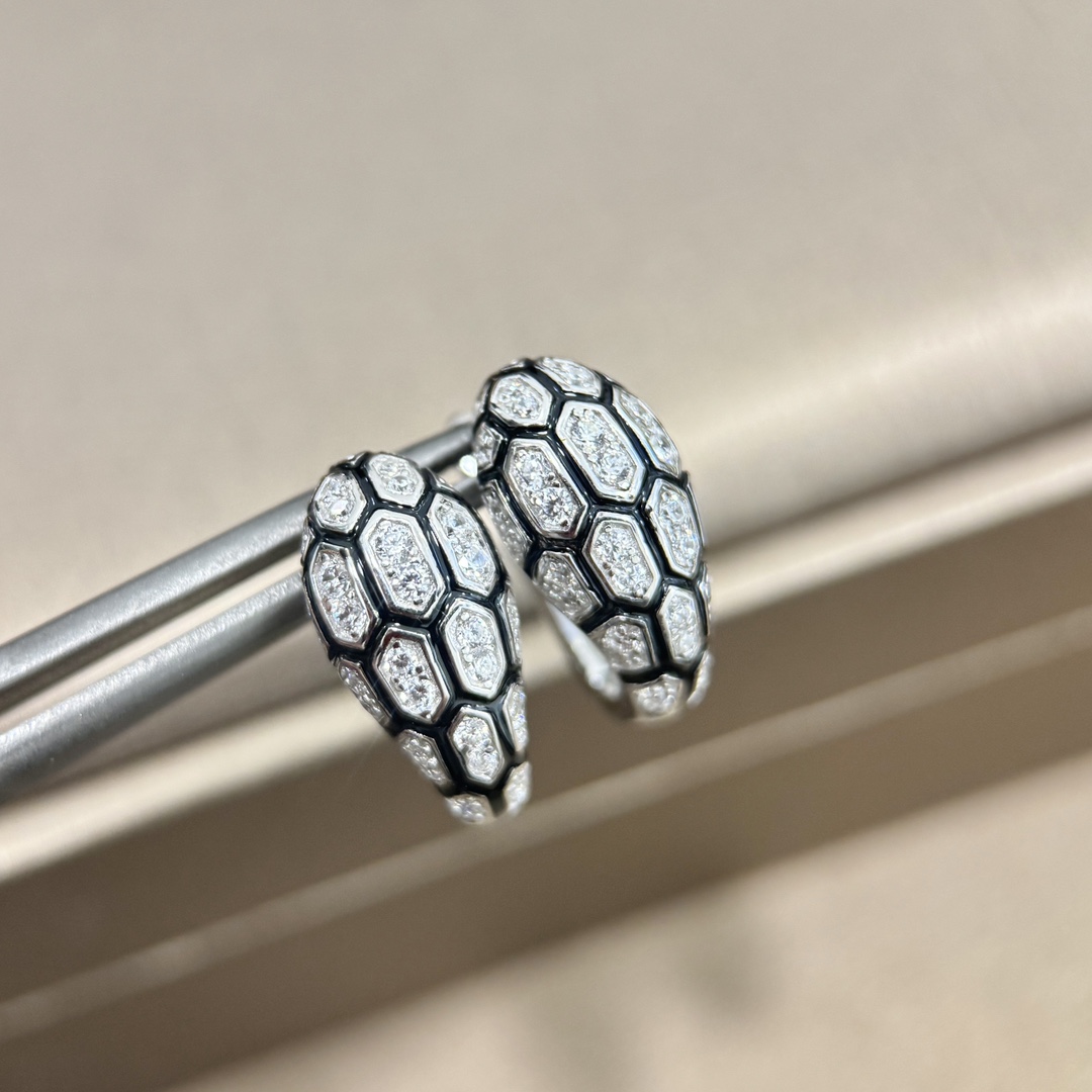 蛇形纹路耳环通体925纯银耳扣黑色珐琅男女小众设计感百搭通勤