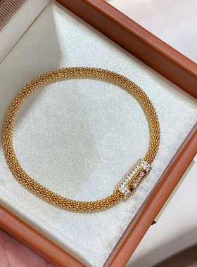 欧美高级感软骨编织手链金色通体925纯银富家千金中古重工打造