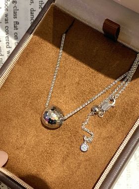 欧美重工圆珠转运珠项链通体925纯银光珠炫彩锁骨链女珠宝级精工