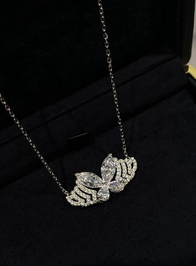 高级感蝴蝶项链通体925纯银高碳钻锁骨链新年圣诞礼物珠宝级