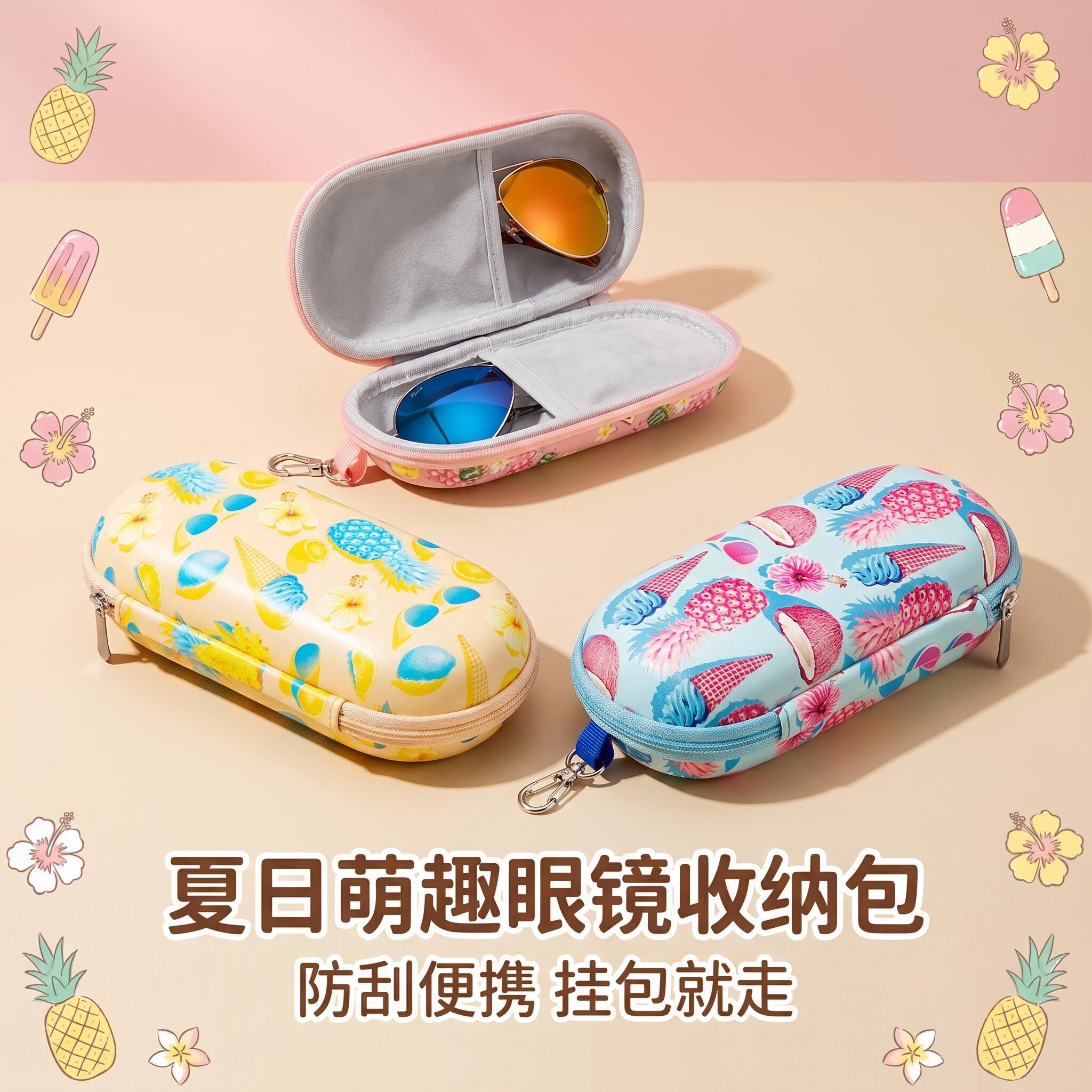 CAIOVSE随身眼镜收纳盒双格时尚