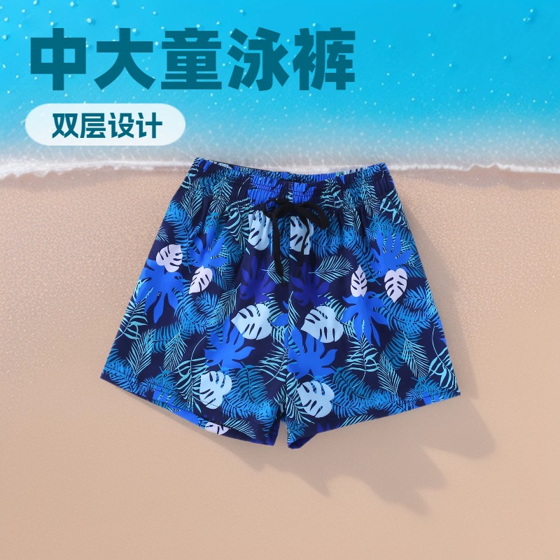 沙滩裤男童海边度假休闲男生游泳裤宽松大码印花大童泳裤厂家