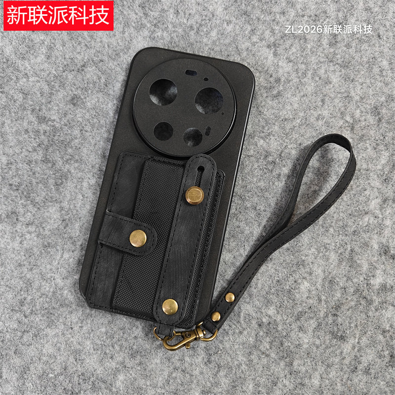 适用小米17ultra手机壳卡套卡包皮套侧插卡全包保护套腕带走路防掉防滑防摔卡袋商务高级感男款手提挂绳