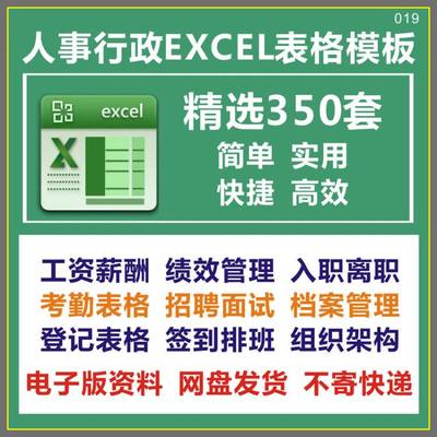 公司人事文档员工档案HRexcel绩效管理工资薪酬表格考勤组织架构