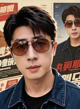 双梁飞行员开车专用高级感墨镜