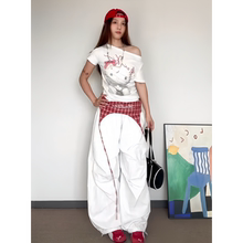 美式辣妹屁帘绑带伞兵工装裤女褶皱夏季多巴胺慵懒宽松休闲阔腿裤