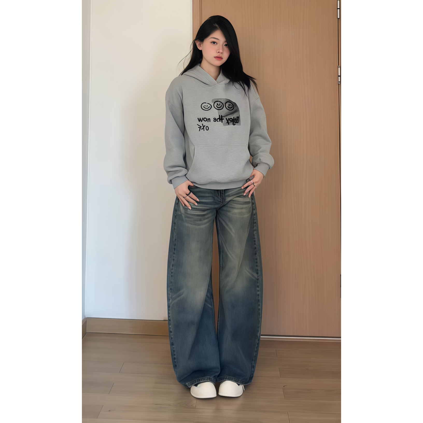 美式复古阔腿牛仔裤女高街设计感宽松2025新款秋冬季垂感拖地裤子