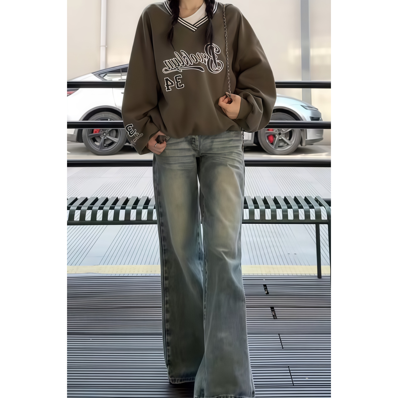 美式复古显瘦牛仔裤女2025秋冬新款气质高腰遮肉宽松百搭阔腿长裤