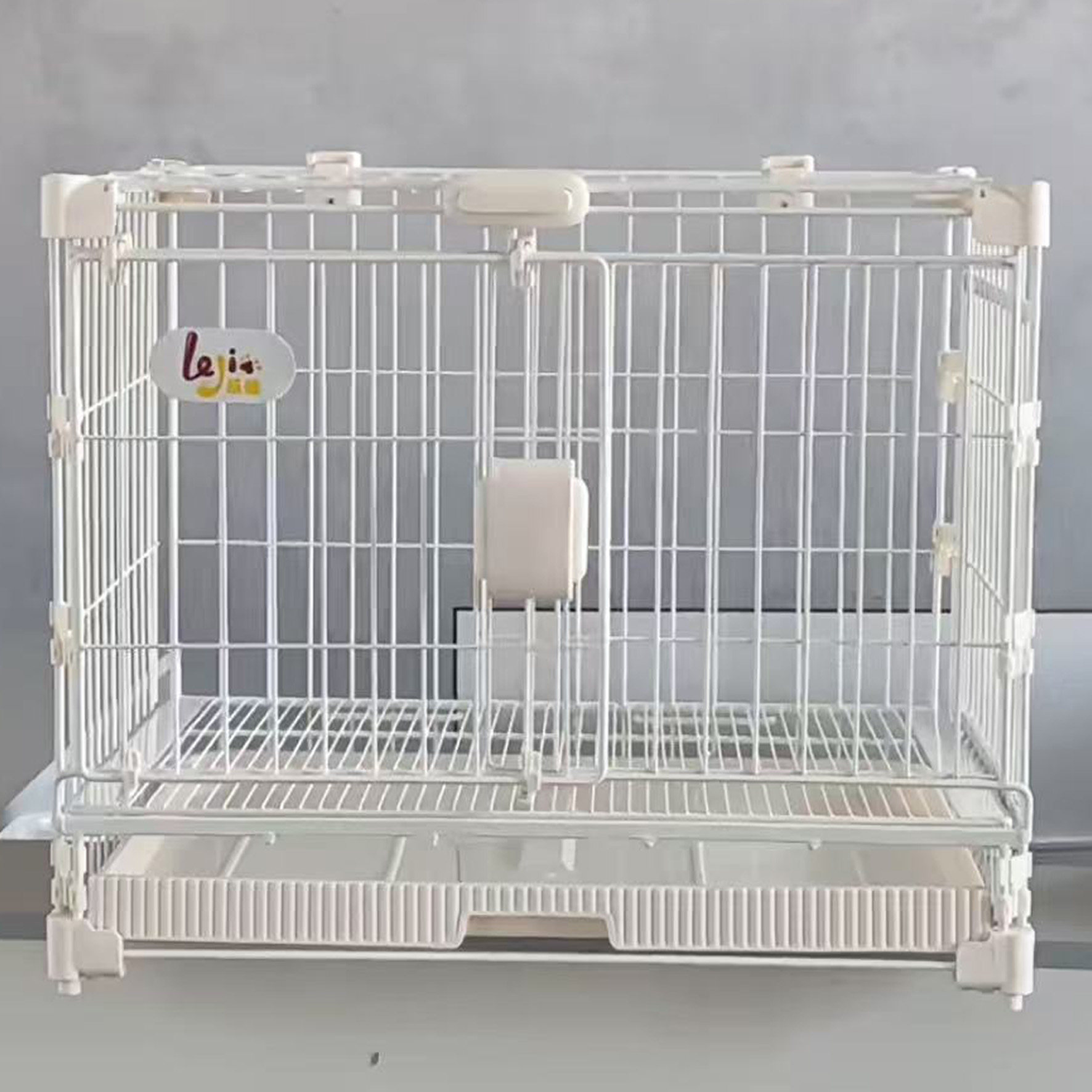 乐佳卡扣狗笼子中小型犬室内猫狗笼子可叠放多层带轮子宠物笼鸟笼