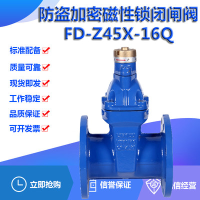 上海阀门FDZ45X-16Q球墨铸铁防盗加密钥匙法兰DN100磁性锁闭闸阀