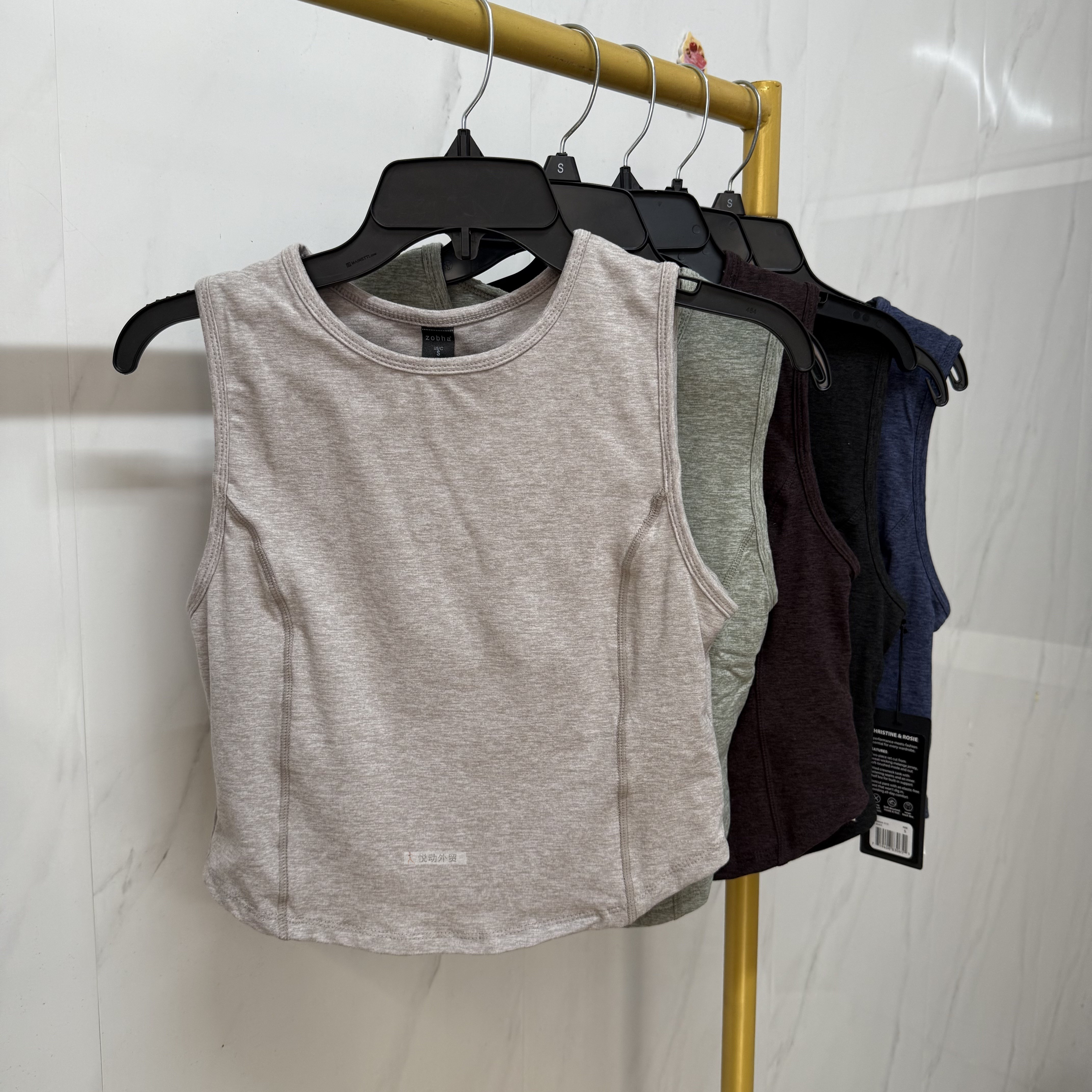 运动背心女速干透气双层胸部定型透气无袖健身上衣吸汗紧身跑步服