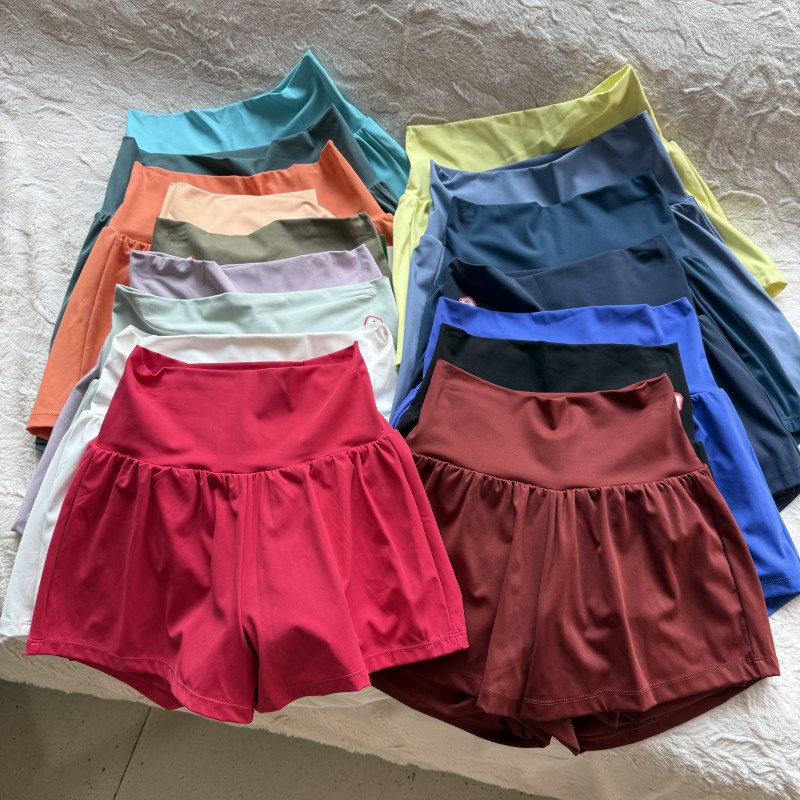 运动短裤女双层防走光假两件夏季宽松速干跑步短裤健身舞蹈瑜伽裤图片