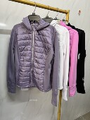 运动外套女秋冬薄棉保暖连帽开衫 拼接薄棉外套休闲服 上衣加绒修身