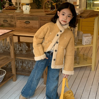 2025冬季新款女童皮毛一体大衣