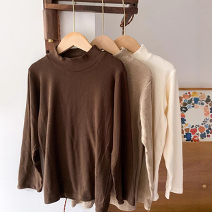 秋冬款儿童基础百搭半高领软糯打底衫女童高弹舒适打底衫保暖上衣