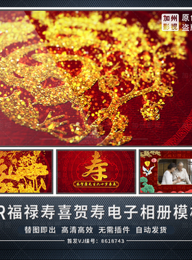 PR模板生日寿宴祝寿贺寿老人生日庆祝喜庆红色中国风大寿电子相册