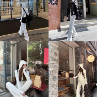 NINASTUDIO【随意套组】双面绒 修身套装 新增白色