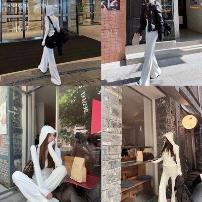 NINASTUDIO【随意套组】双面绒 修身套装 新增白色