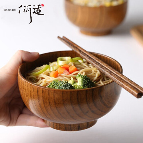 日式木碗汤碗家用餐具套装酸枣木