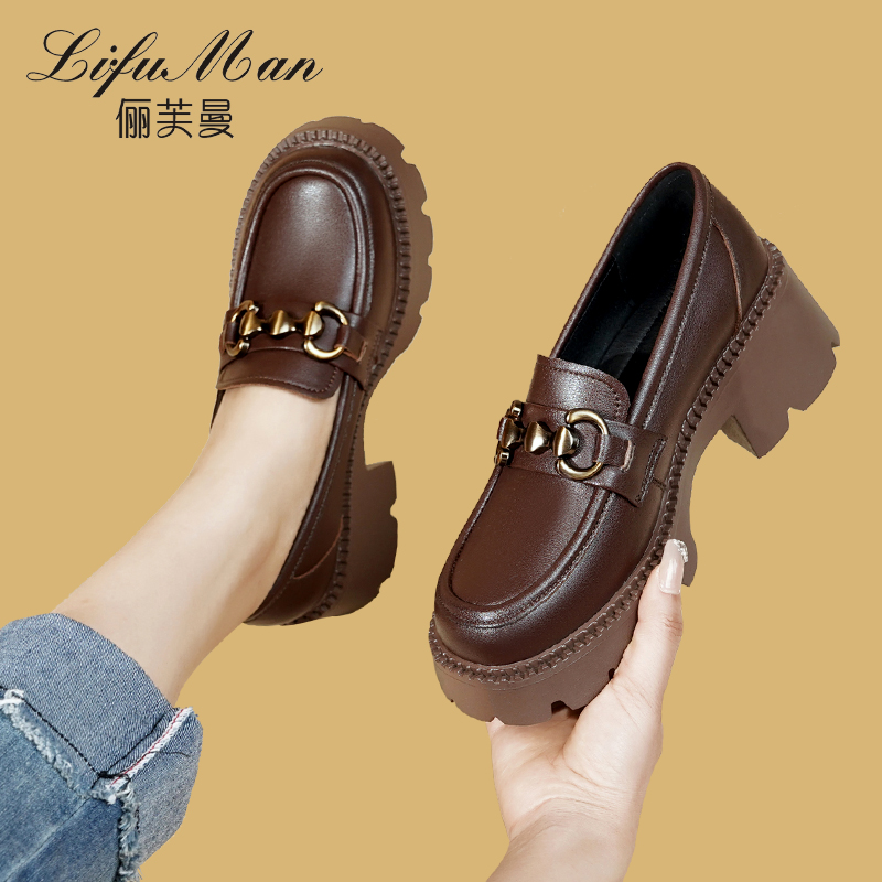 厚底乐福鞋女真皮英伦风小皮鞋