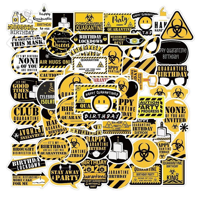 警示贴纸疫情病毒危险警告标志恶搞涂鸦电脑拉杆箱行李箱贴画防水