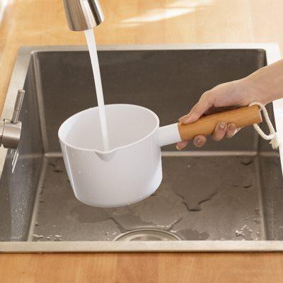 LEYIX 加厚日式水瓢厨房舀水家用塑料水瓢榉木勺子耐摔带绳收纳