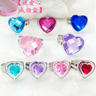 热销儿童戒指闪钻石爱心指环小戒子金属环糖果手指饰品 公主小孩