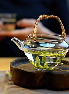 北大史藤编提梁公道杯耐热分茶器加厚玻璃过滤创意个性龙井绿茶壶