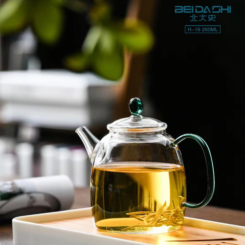 北大史玻璃泡茶壶加厚耐高温过滤花茶壶家用小号养生泡茶壶冲茶器