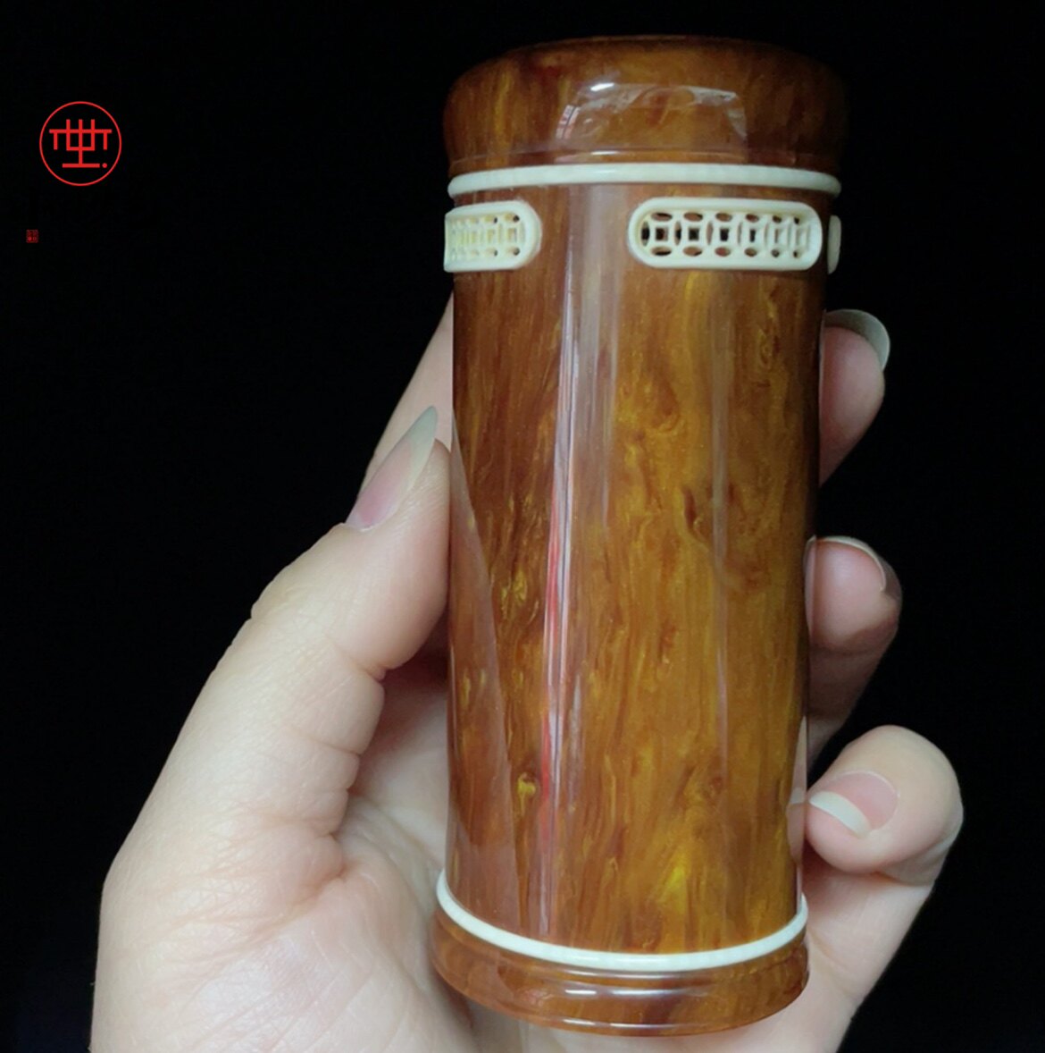 小林虫艺海柳型竹蛉筒内嵌竹胆养竹蛉金钟霍氏仙子黄蛉92*37mm