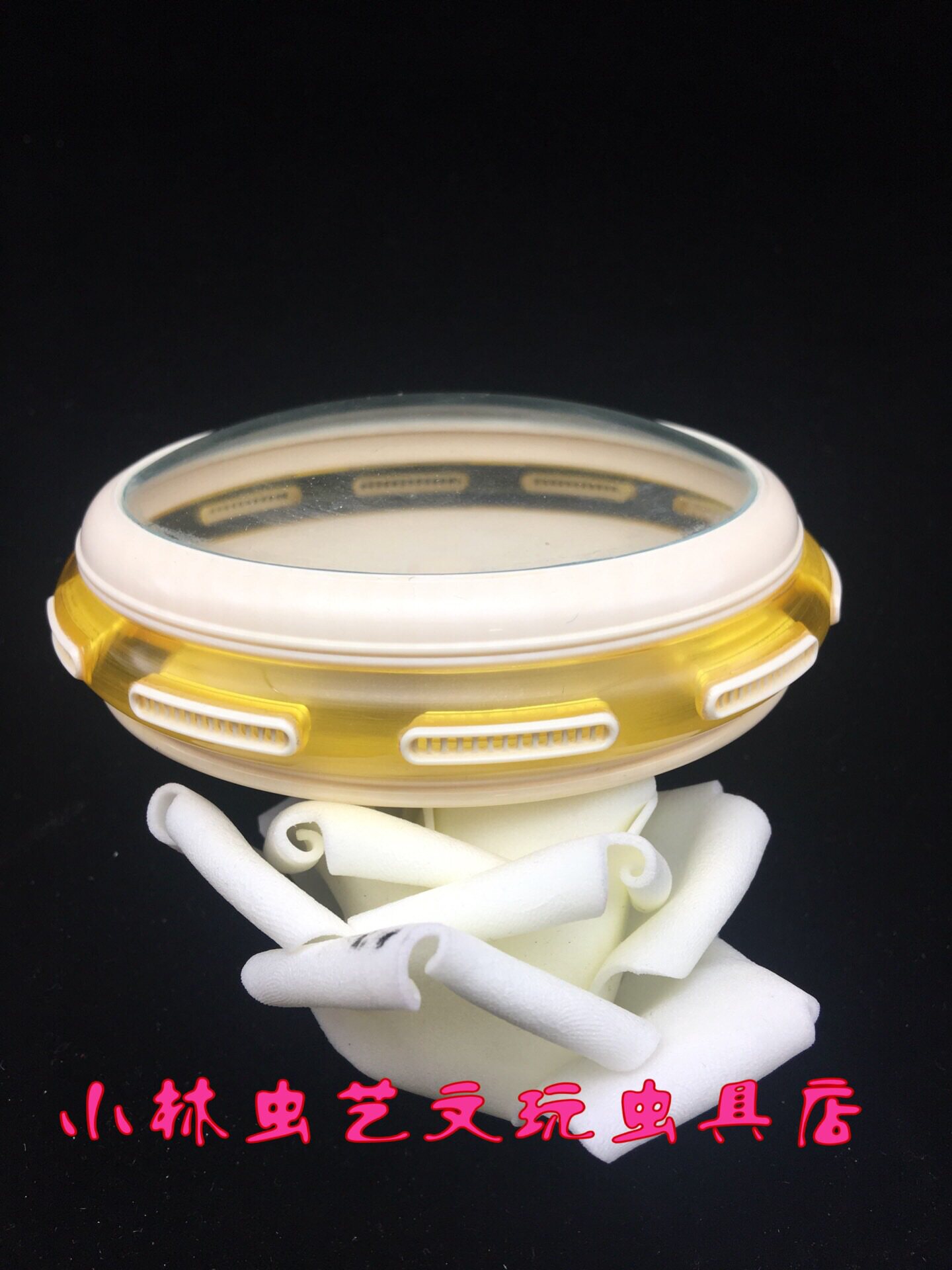 小林虫艺自产仿密腊仿牙口镶嵌十窗带落款养金钟竹蛉大黄蛉100*30