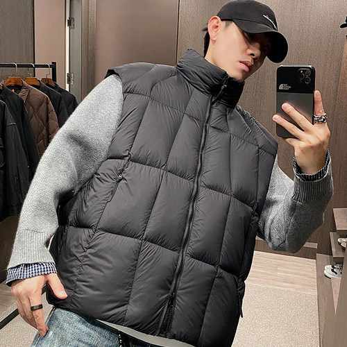 冬季美式立体纯色面包服羽绒马甲