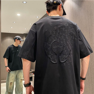 MXD UGLY美式潮牌设计感满背刺绣复古短袖T恤男夏季休闲痞帅上衣