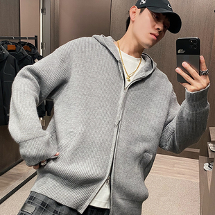 休闲双拉链连帽毛衣男厚针织cleanfit复古开衫 美式 UGLY25冬季 MXD