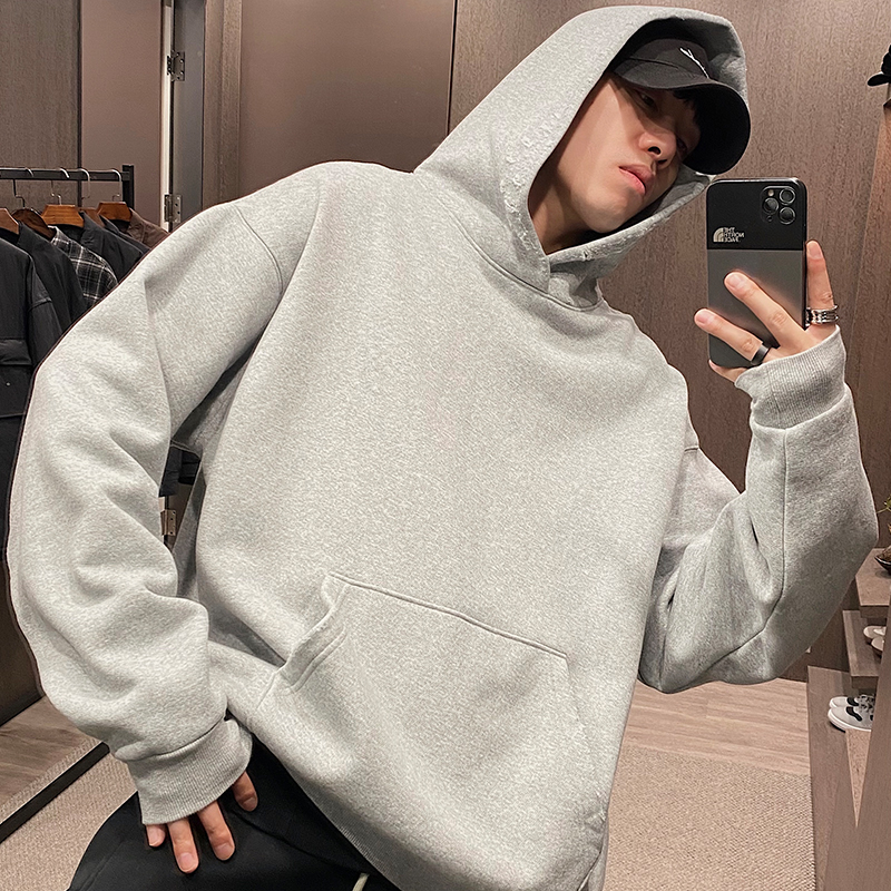 美式重磅卫衣纯色百搭宽松上衣潮